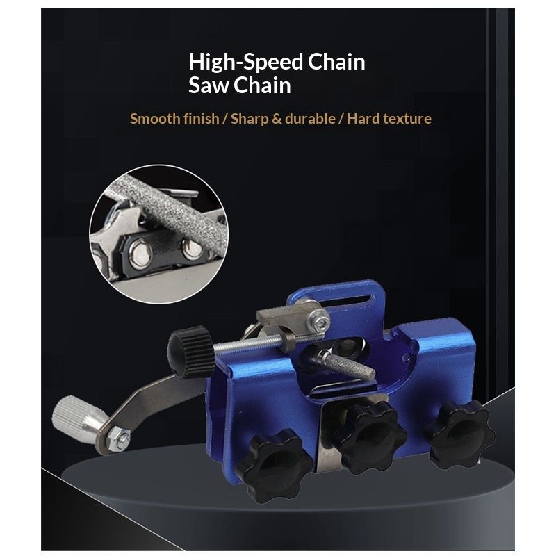 Portable Hand Crank Tool with 3 Sharpening Rods, Storage Bag, Gloves & Cleaning Brush - Chainsaw Sharpening Jig Kit for Chain Saw and Electric Saw blue - Image 2