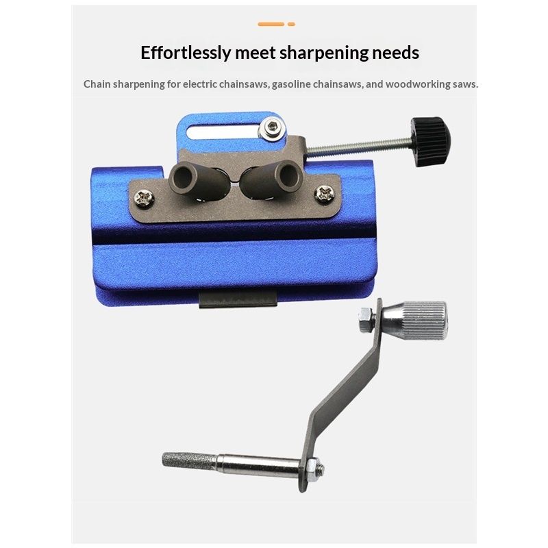 Portable Hand Crank Tool with 3 Sharpening Rods, Storage Bag, Gloves & Cleaning Brush - Chainsaw Sharpening Jig Kit for Chain Saw and Electric Saw blue - Image 3