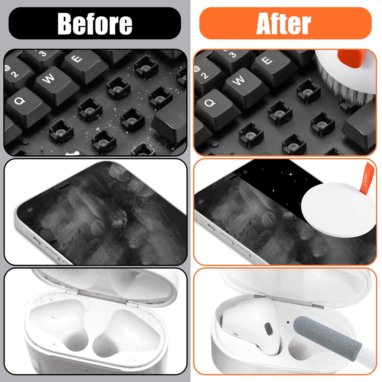 Laptop Phone Screen Cleaner Kit, Computer Keyboard Brush Cleaning Spray for20-in-1 Electronic Device Clean Tool for Camera PC Monitor Earbud TV Tablet Car Screens, white - Image 3