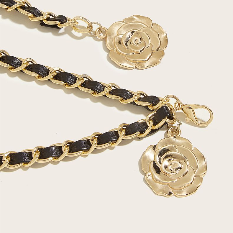 Leather Chain Belts for Women Girls, Layered Body Chain Belts Metal Waist Chain for Dress Vest Jeans（black） - Image 5