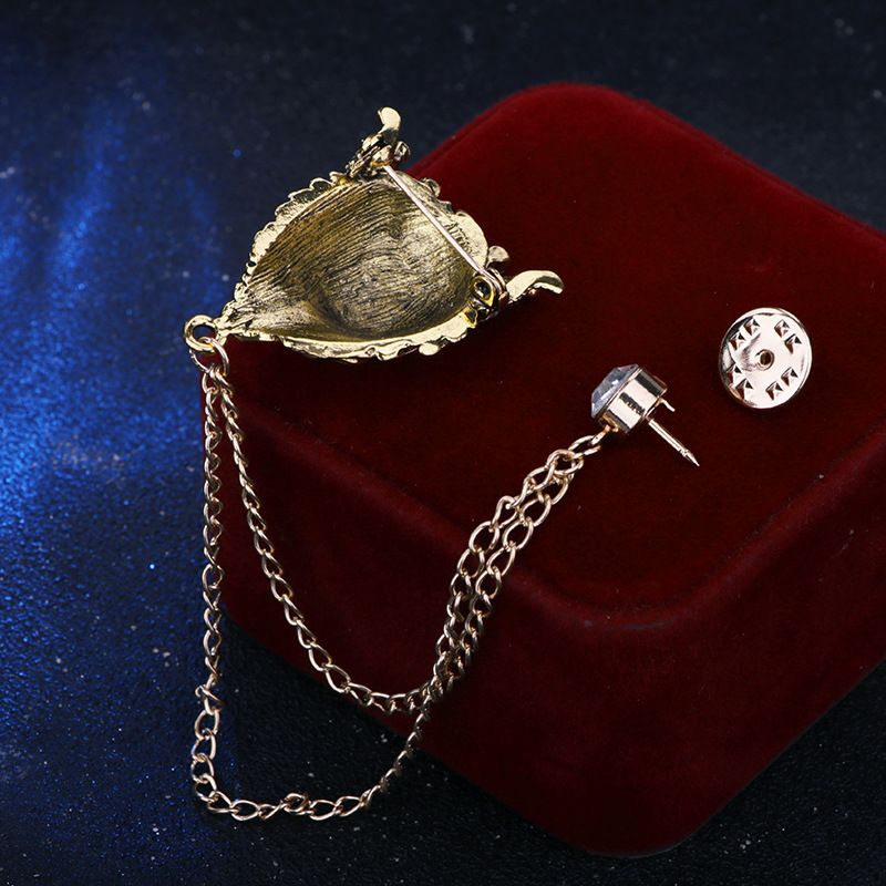 2 pack Vintage Men Crowned Lion King With Stone Hanging Chain Brooch Pins Lapel Pin, Suit Coat for Women Accessories - Image 4