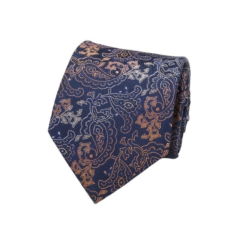 Mens 3.15inches Patterned Tie with Floral Printed Pocket Square, Casual Tie Men's Professional Formal Tie, Blue Casual Striped Tie - Image 1