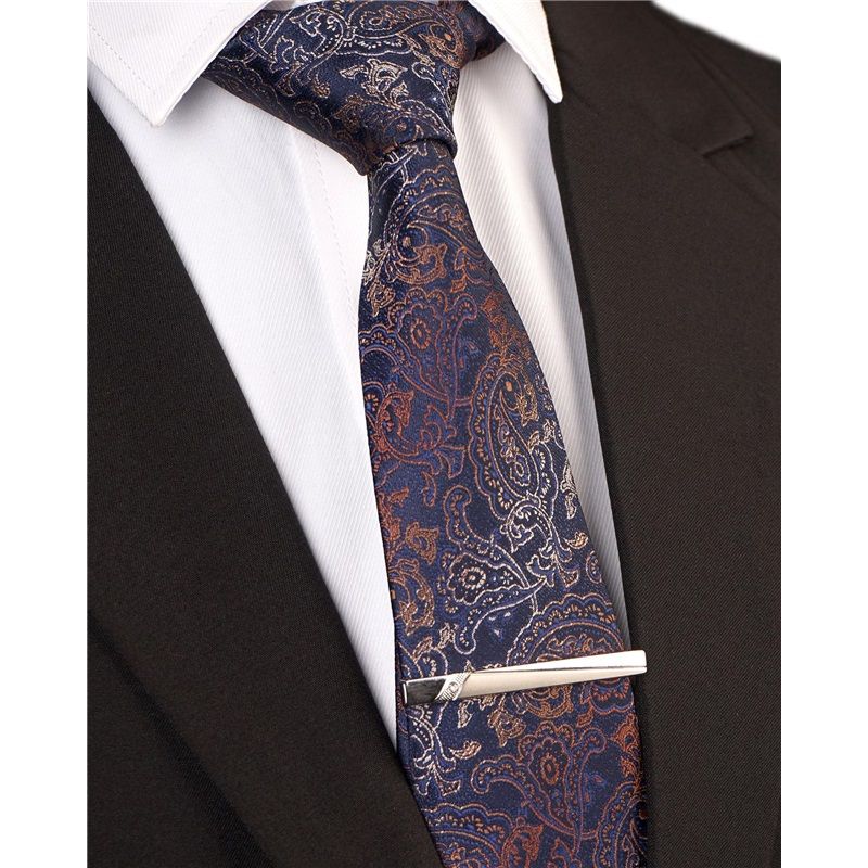 Mens 3.15inches Patterned Tie with Floral Printed Pocket Square, Casual Tie Men's Professional Formal Tie, Blue Casual Striped Tie - Image 4