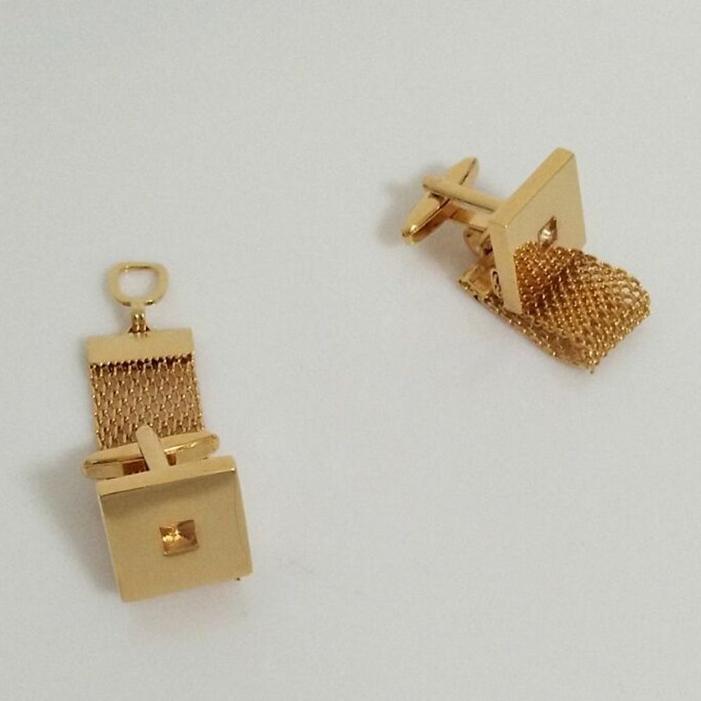 Mens Cufflinks with Chain - Shiny Gold Tone Shirt Accessories - Party Gifts for Young Men, for Wedding Party Anniversary - Image 5