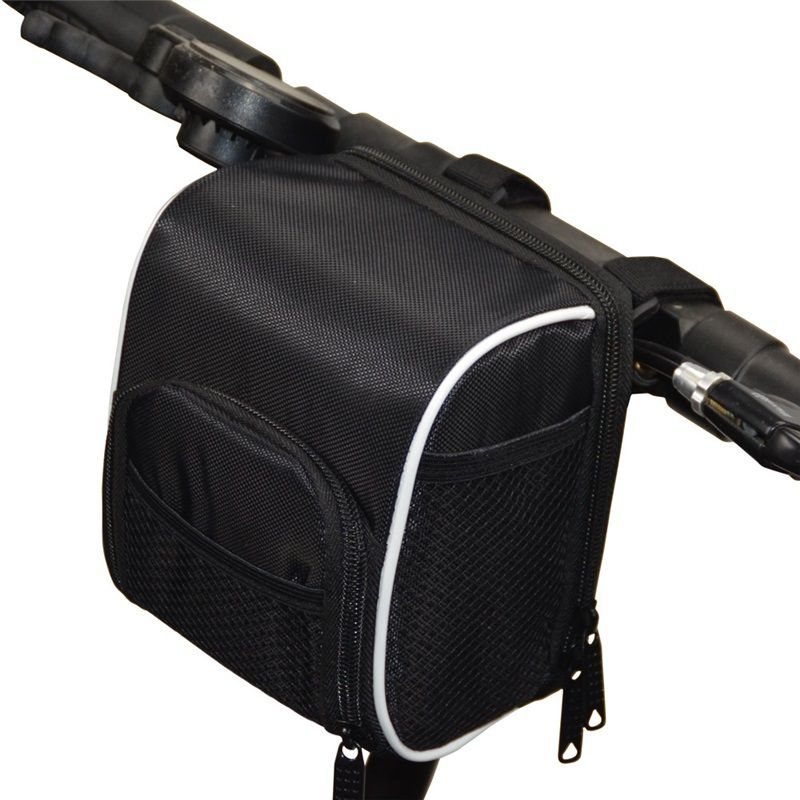 Cycling Bike Bicycle Handlebar Bags Front Baskets Black with Rain Cover,  for and Folding Bikes Easy to Install for Essentials - Image 2