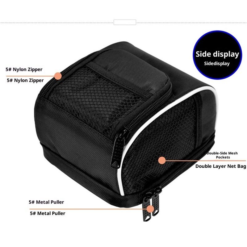 Cycling Bike Bicycle Handlebar Bags Front Baskets Black with Rain Cover,  for and Folding Bikes Easy to Install for Essentials - Image 4