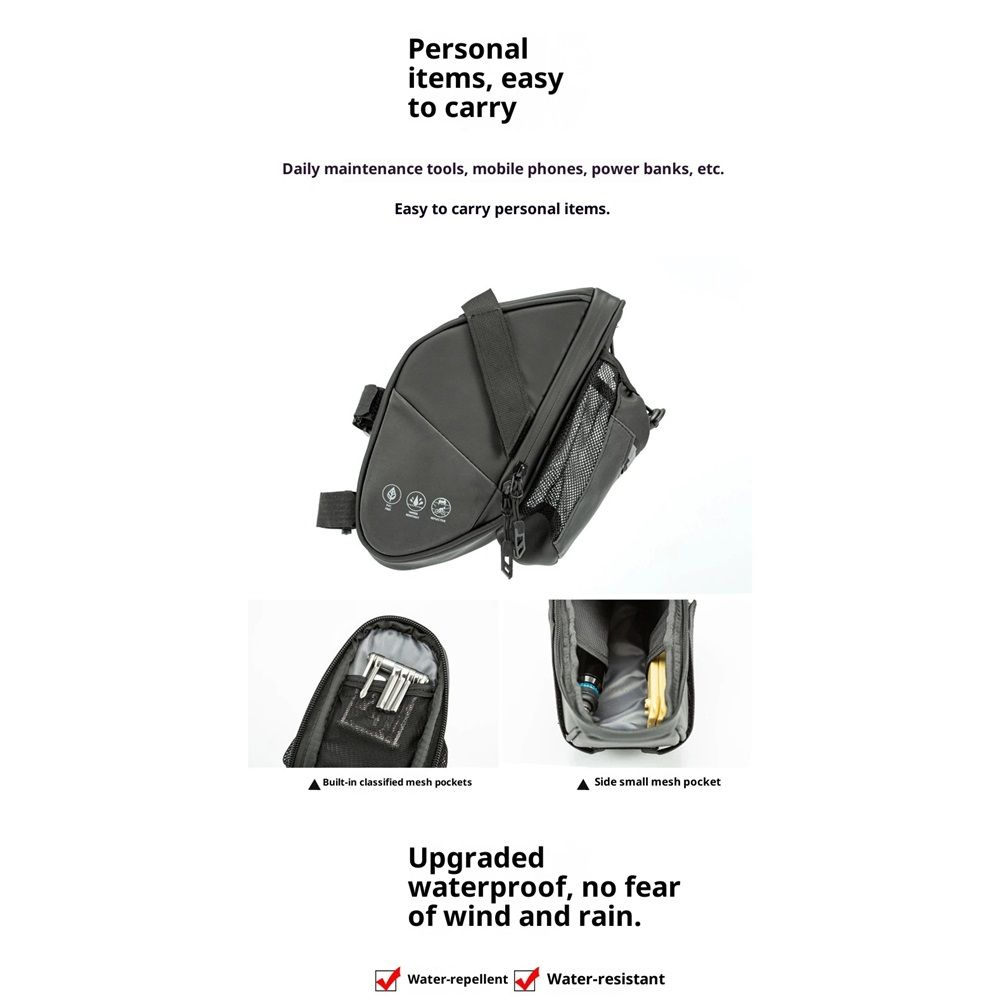 Bike Seat Bag, Bicycle Saddle Bag Under Seat Cycling Seat Pack with Water Bottle Holder for Mountain Road Bikes Black - Image 3