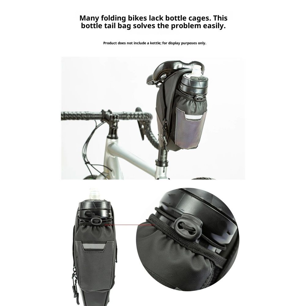 Bike Seat Bag, Bicycle Saddle Bag Under Seat Cycling Seat Pack with Water Bottle Holder for Mountain Road Bikes Black - Image 4