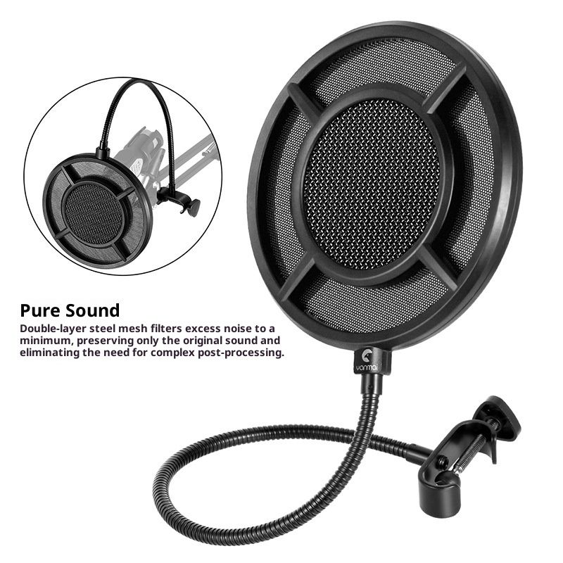 2-layer  Anti spray net for Other Mic, Upgraded Metal Microphone Pop Filter Windscreen with Flexible 360°Gooseneck - Image 2