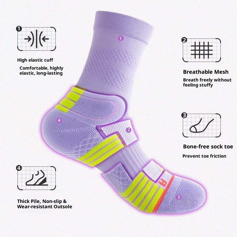 3 pack Womens Viscose Compression Running Crew Socks, Moisture-Wicking Anti-Blister Hiking&Gym Athletic（Purple） - Image 3
