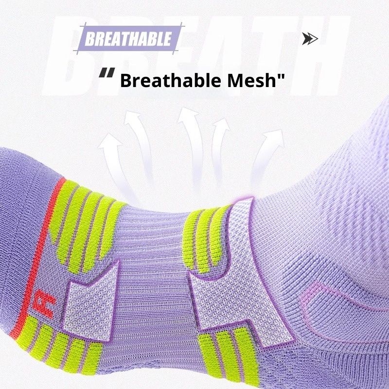 3 pack Womens Viscose Compression Running Crew Socks, Moisture-Wicking Anti-Blister Hiking&Gym Athletic（Purple） - Image 4