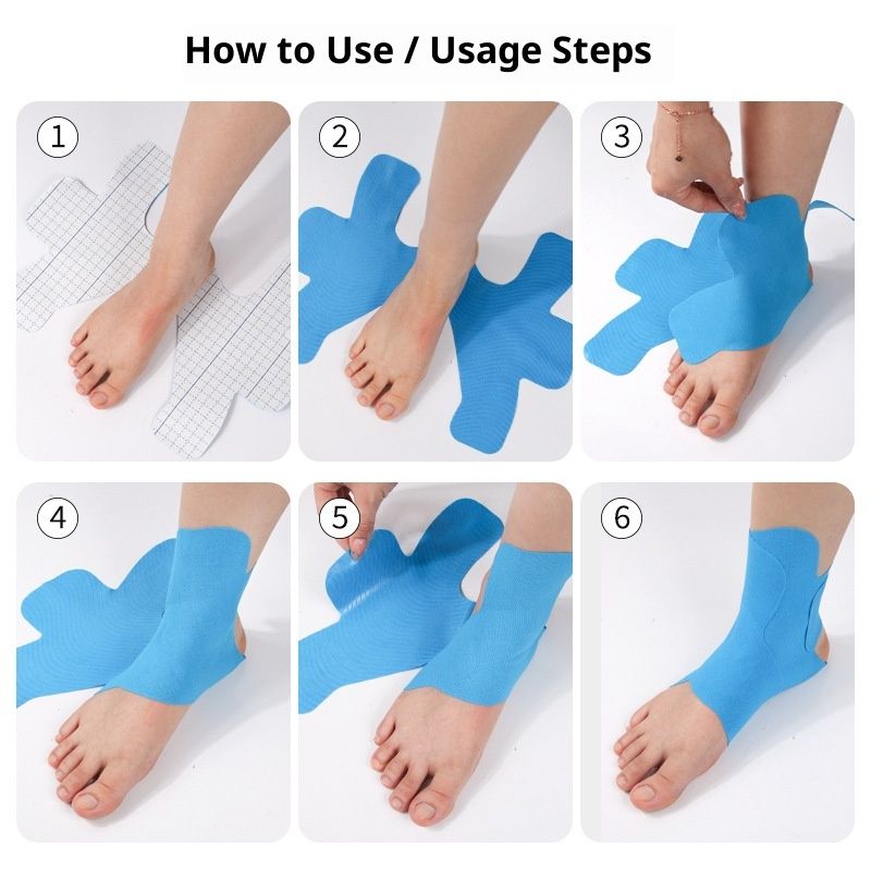 Kinesiology Tape for Ankle, 12 Count Ankle Tape Precut, Original Cotton Waterproof & Breathable, Enhance Elastic Kinesiology Athletic Tape for Ankle Support and Muscle to More Sports - Image 4