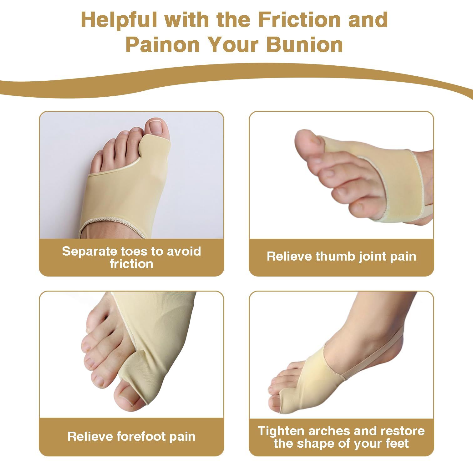 Bunion Relief Sleeves Bunion Pads Brace Cushions Toe Straightener Hallux Valgus Relief Kit Pack (small) - Image 3