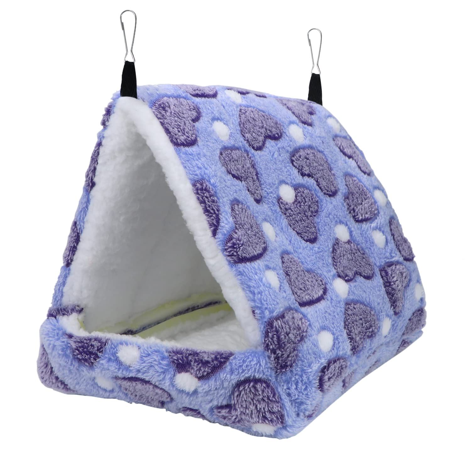 Hamster Love Pattern Hammock Chinchillas Warmth Supplies Small Pets Cotton Nest Rat Nest Mat for Squirrel Hedgehog Guinea Totoro Pig Bed House Cage Nest Hamster Accessories (Purple, L) - Image 1