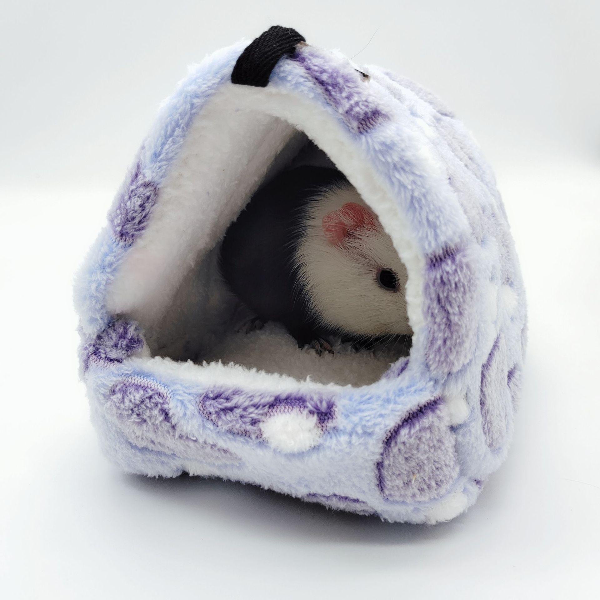 Hamster Love Pattern Hammock Chinchillas Warmth Supplies Small Pets Cotton Nest Rat Nest Mat for Squirrel Hedgehog Guinea Totoro Pig Bed House Cage Nest Hamster Accessories (Purple, L) - Image 2