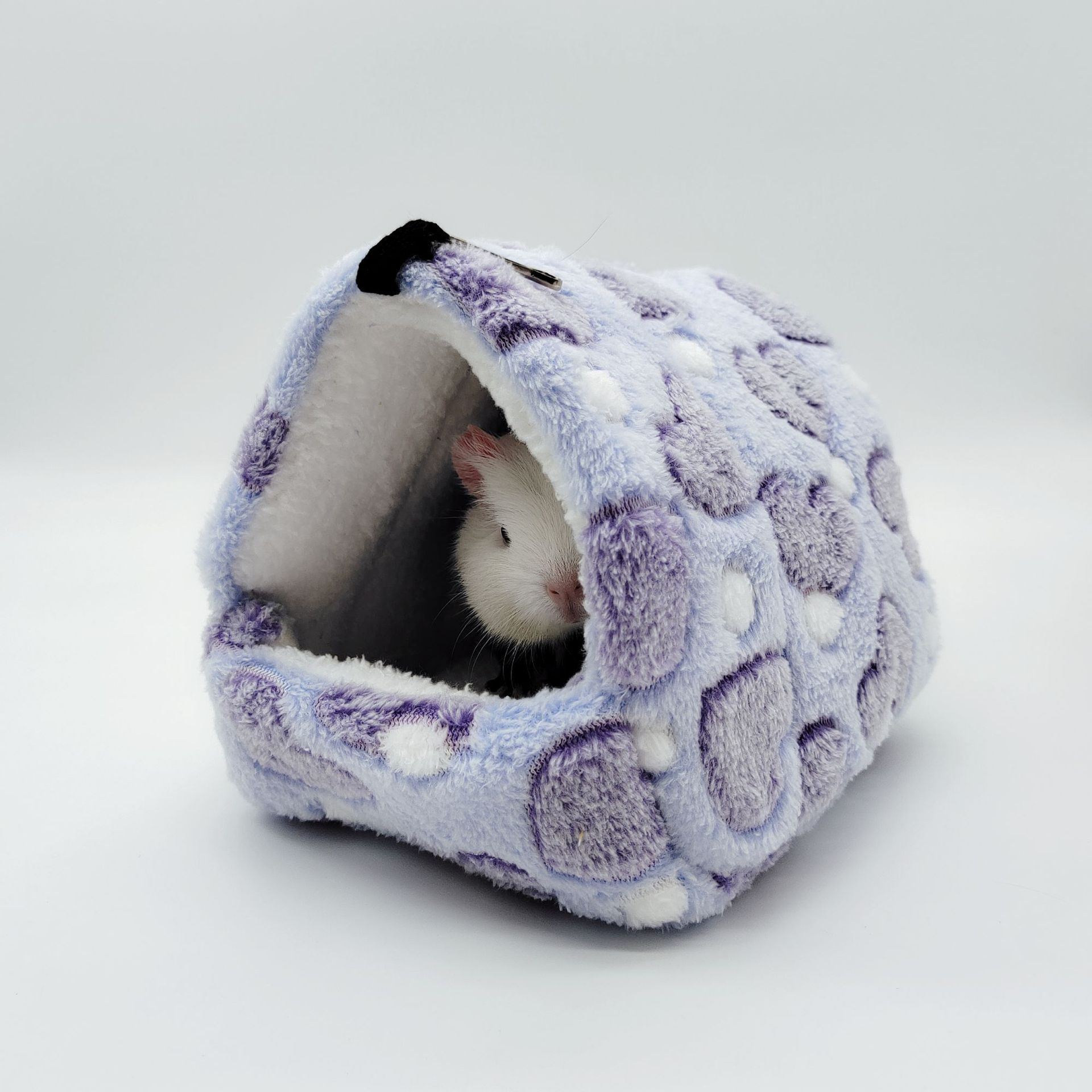 Hamster Love Pattern Hammock Chinchillas Warmth Supplies Small Pets Cotton Nest Rat Nest Mat for Squirrel Hedgehog Guinea Totoro Pig Bed House Cage Nest Hamster Accessories (Purple, L) - Image 4