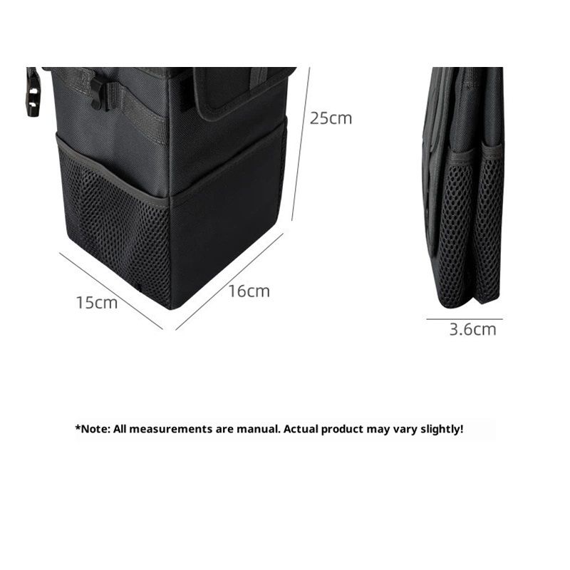 Car Garbage can with lid Leak Proof Vehicle Trash Can Storage Pockets Hanging Waterproof car Trash Bag for SUV Black - Image 5