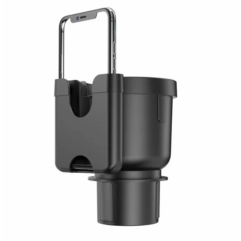 Cup Holder Expander Adapter with Phone Holder,2 in 1 Adjustable Cup Holder Car Cup Holder Black, Universal Vehicle - Image 1