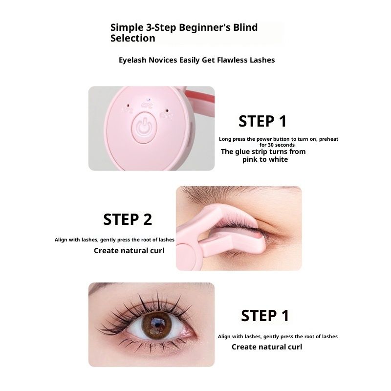 Heated Eyelash Curler Rechargeable Electric Lash Curler with Type-C,  Anti-Burn Mini Heat Design, Gift for Women Girls, Pink 2pcs - Image 4