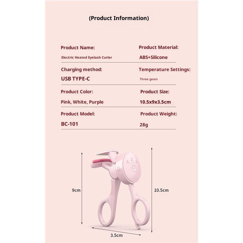 Heated Eyelash Curler Rechargeable Electric Lash Curler with Type-C,  Anti-Burn Mini Heat Design, Gift for Women Girls, Pink 2pcs - Image 5
