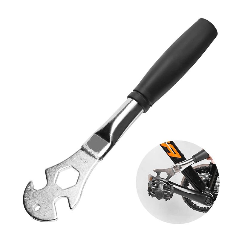 Bicycle Pedal Wrench Heavy Duty Handle - Road Bike Pedal Removal Spanner Tool - Long Handle 15/24mm  silver - Image 2