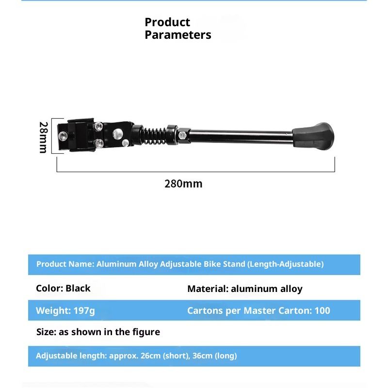 Adjustable Rear Side Kickstand for Mountain, eBike, Road, City & Heavy Bikes   26-36cm Adjustable Bicycle Kickstand - Image 5