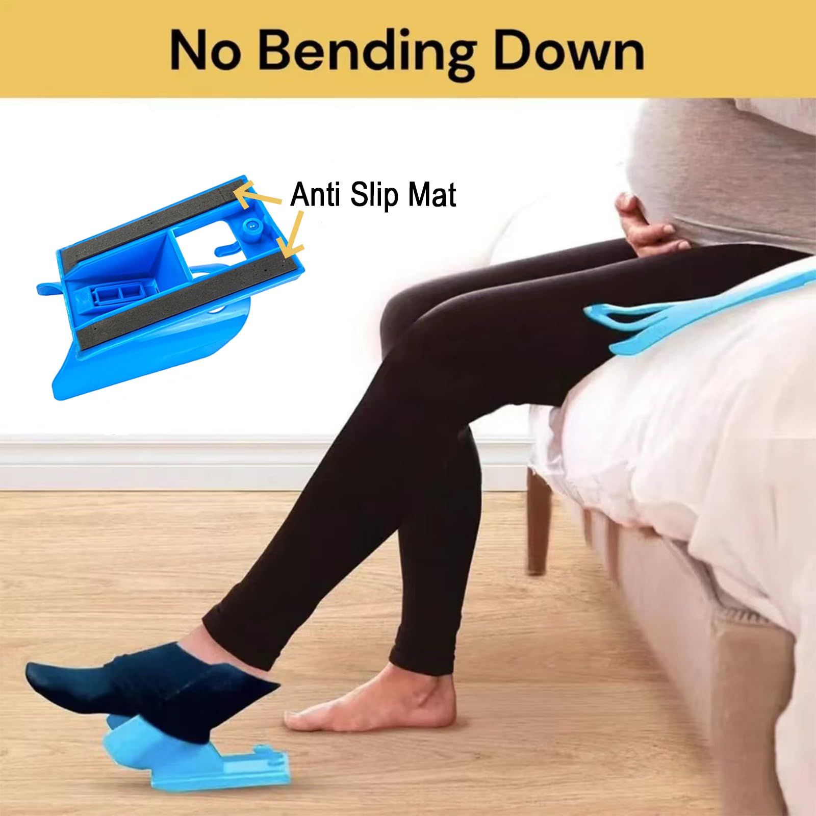 Sock Aid Device with Handle, Easy On Off Sock Assistant, Blue, Mobility Aid for Limited Range of Motion - Image 4