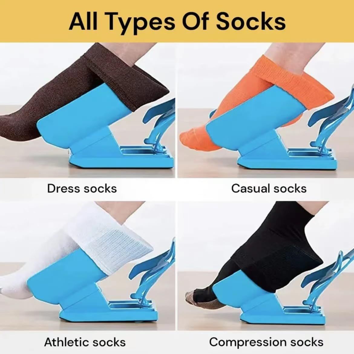 Sock Aid Device with Handle, Easy On Off Sock Assistant, Blue, Mobility Aid for Limited Range of Motion - Image 5