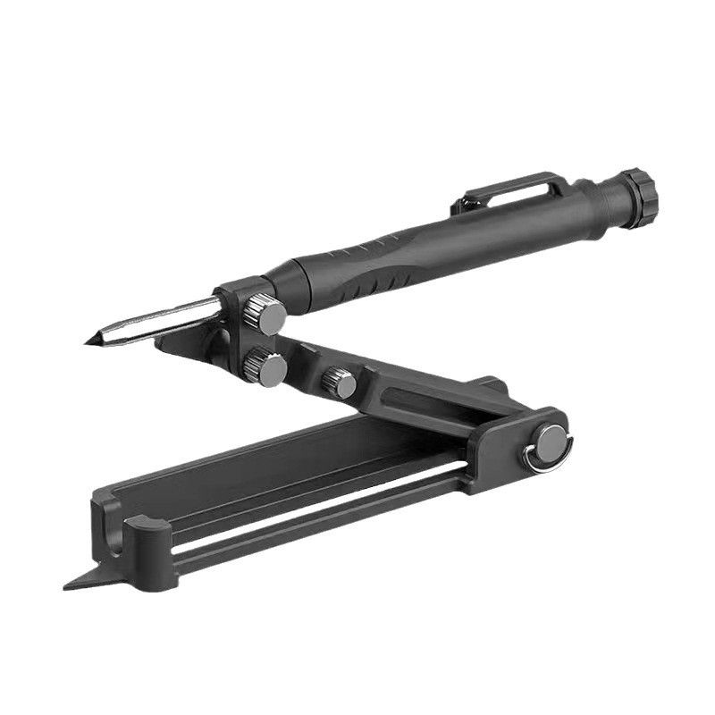 Multi-function Scribing Tool- Construction Pencil- Aluminum Alloy Scribe Tool with Deep Hole Pencil,DIY Woodworking Scribe Gauge Scriber Line Maker Measuring Tool（Black plastic with pen） - Image 1