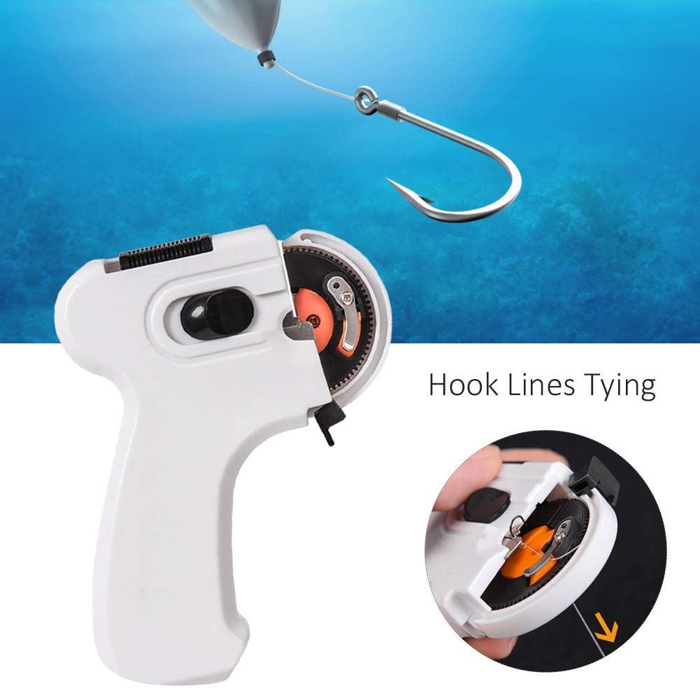 Fishing Knot Tying Tool, Automatic Fishing Hook Tyer, Line Tying Device, Electric Hook Setter, Outdoor Tool for Boaters, Anglers Long handle (white) - Image 2