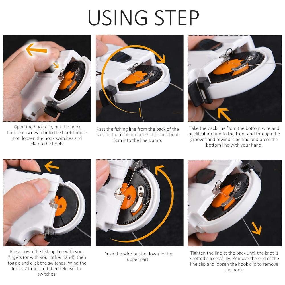 Fishing Knot Tying Tool, Automatic Fishing Hook Tyer, Line Tying Device, Electric Hook Setter, Outdoor Tool for Boaters, Anglers Long handle (white) - Image 4