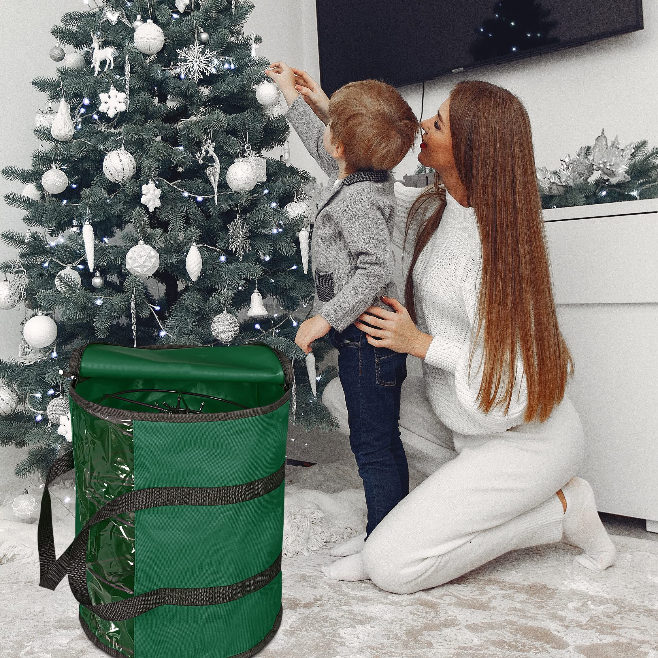 Christmas Light storage Bag | Holiday Light Storage Organizer  Extension Cords Constructed of Durable 600D Oxford Material with Clear PVC Window (Green) - Image 2