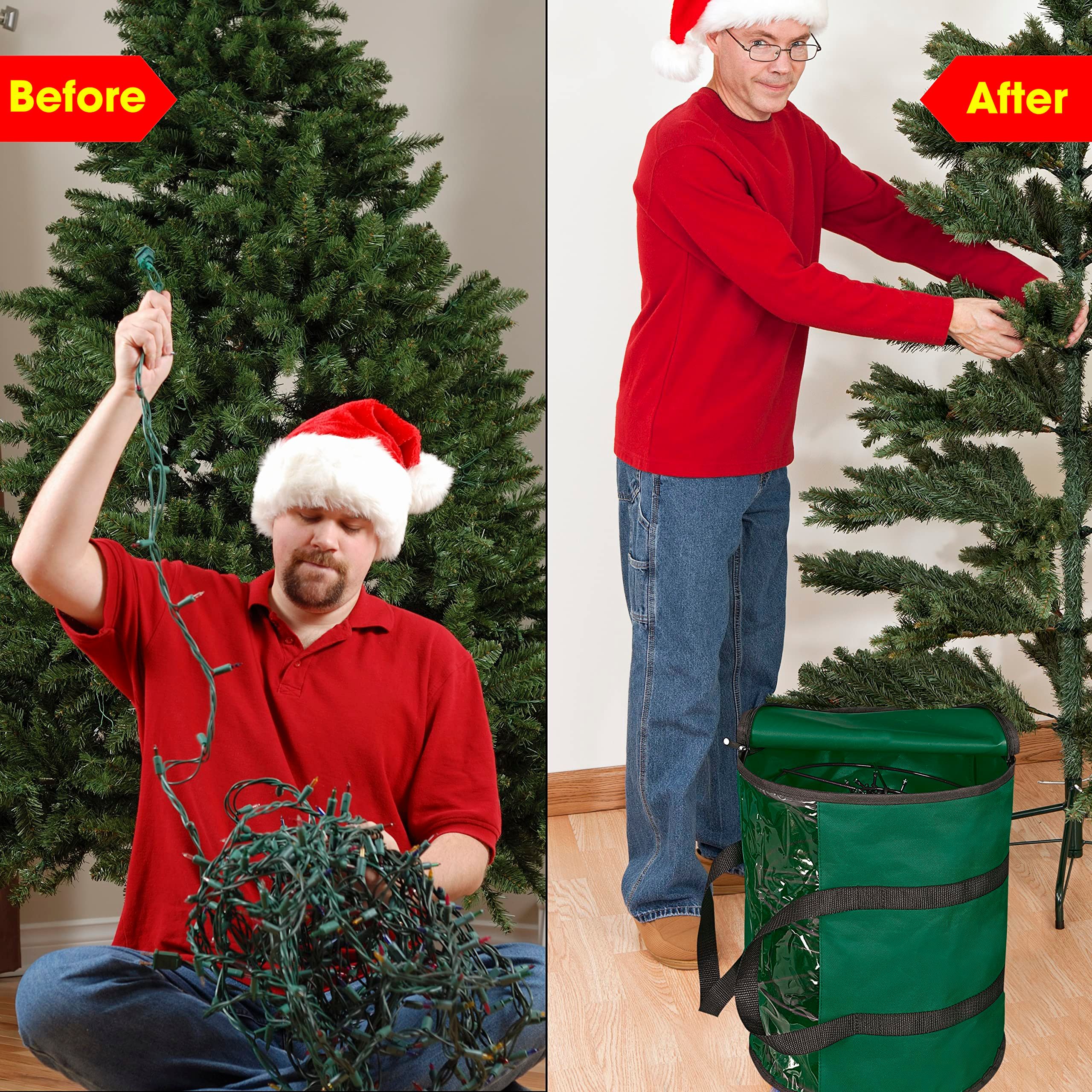 Christmas Light storage Bag | Holiday Light Storage Organizer  Extension Cords Constructed of Durable 600D Oxford Material with Clear PVC Window (Green) - Image 3
