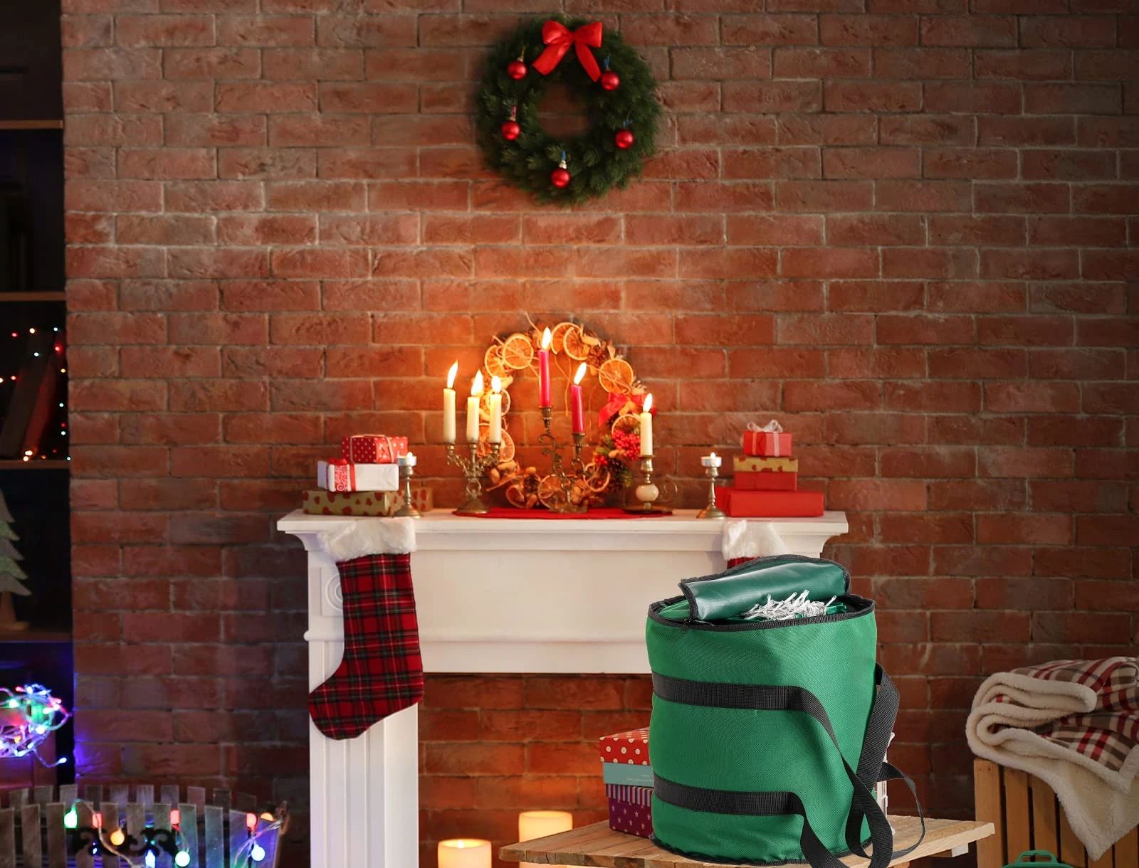 Christmas Light storage Bag | Holiday Light Storage Organizer  Extension Cords Constructed of Durable 600D Oxford Material with Clear PVC Window (Green) - Image 4