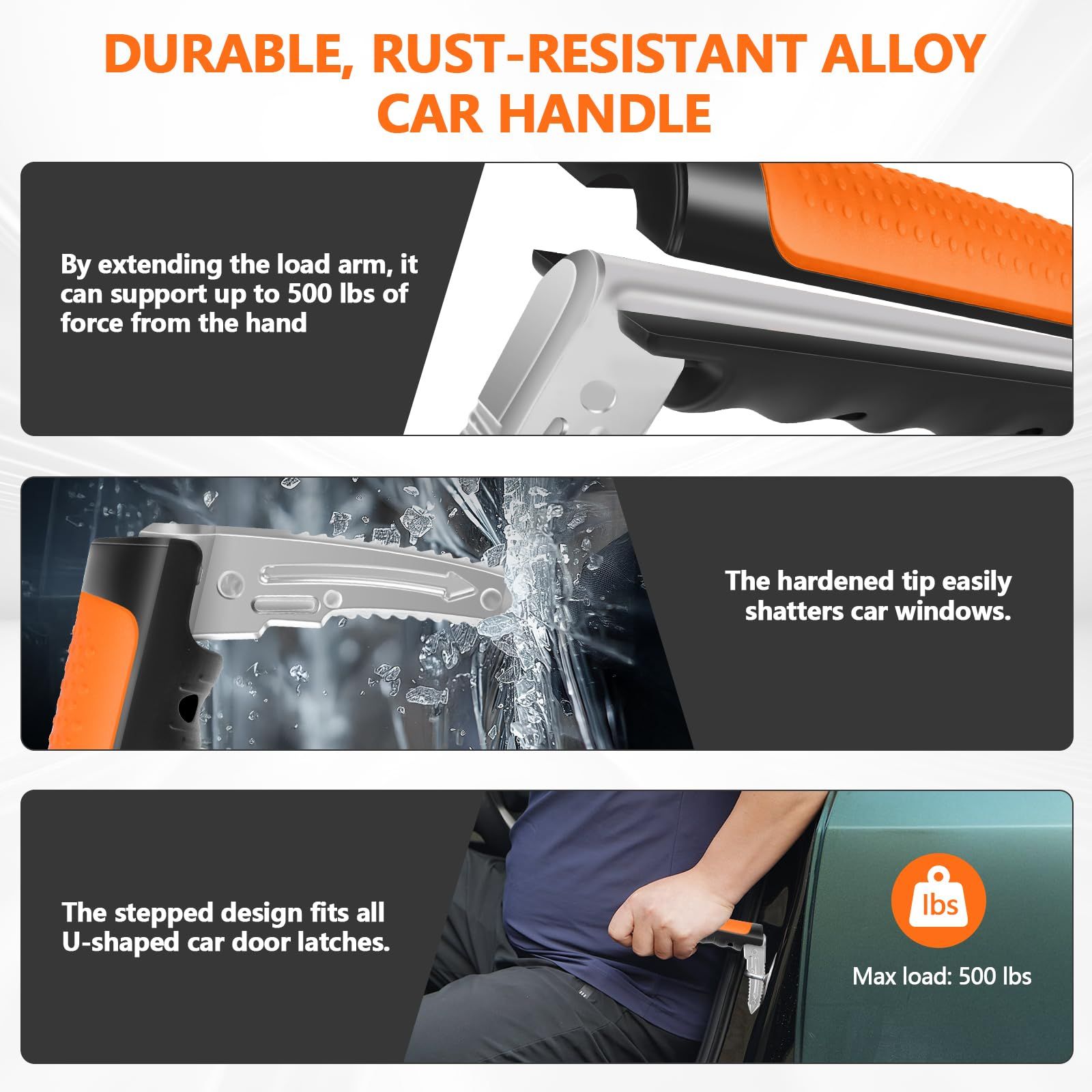 Car Door Handle for Elderly  3-in-1 Car Handle Assist, 2 Pack Auto Cane Portable Vehicle Support Handle Door Assist Bar, Anti-Slip Design (Orange-2-Pack Car Handle) - Image 5