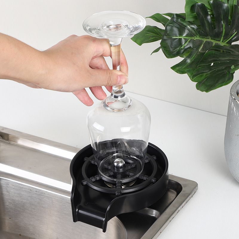 Glass Rinser for Kitchen Sink, High Pressure 360 Degree Rotating Spout Glass Rinser Glass Cup Cleaner Sink Attachment Washer Baby Bottle, Glass Cup, Wine Glass (Black) - Image 2