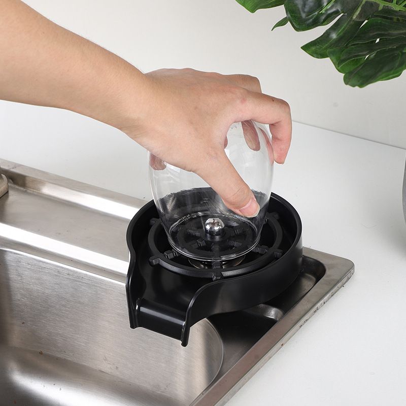 Glass Rinser for Kitchen Sink, High Pressure 360 Degree Rotating Spout Glass Rinser Glass Cup Cleaner Sink Attachment Washer Baby Bottle, Glass Cup, Wine Glass (Black) - Image 3