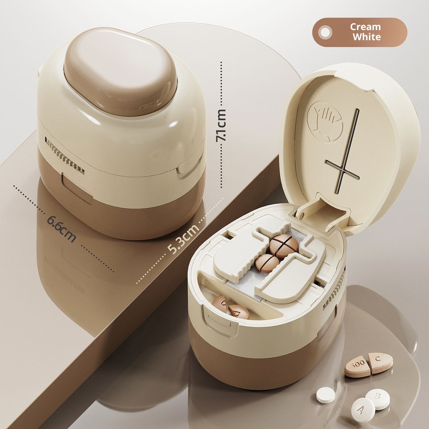 Adjustable Pill Cutter Splitter for Small Tiny Large Pills - Cuts Multiple Pills at a Time,1/2 & 1/4 Cuts,Accurate Alignment & Easy Cutting,Hidden Sharp Blade, Bottom Storage - Image 5