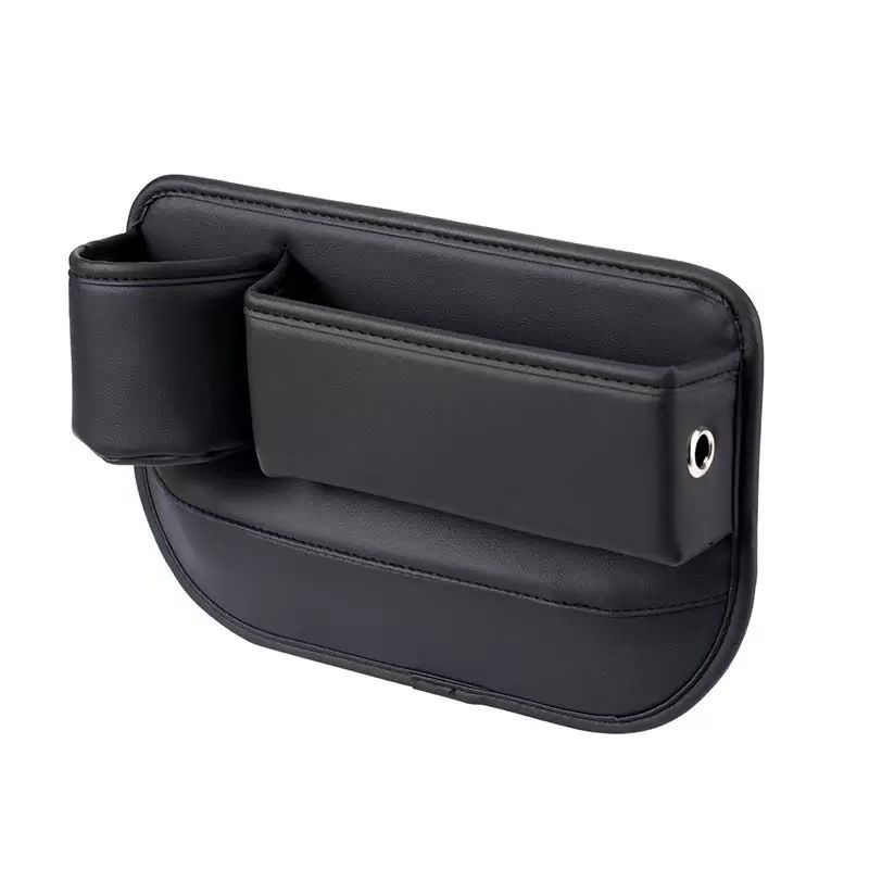 2-Pack Car Seat Gap Filler Organizer with Cup Holder - Premium Leather - Universal Fit - Keeps Cans/Phone/Keys/Wallets Organized(Black) - Image 2