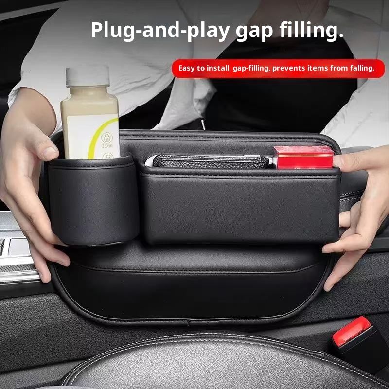 2-Pack Car Seat Gap Filler Organizer with Cup Holder - Premium Leather - Universal Fit - Keeps Cans/Phone/Keys/Wallets Organized(Black) - Image 5