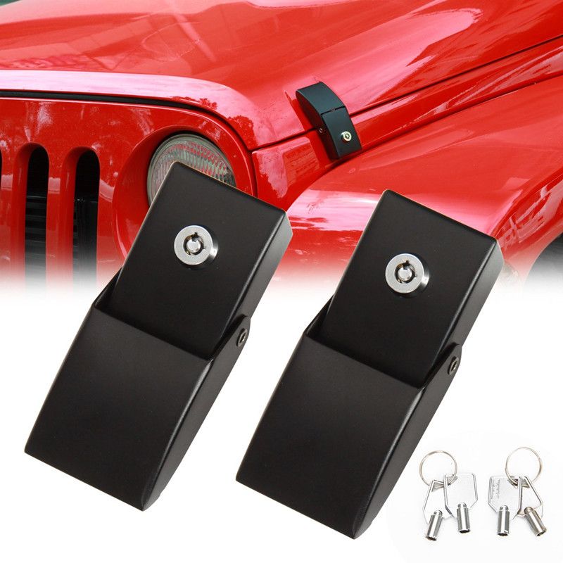 For  Hood Latches Catch Kit with Lock for Jeep  JK JKU JL JLU Gladiator JT 2007-2023 Present Chrome Exterior Accessories 2pcs - Image 1