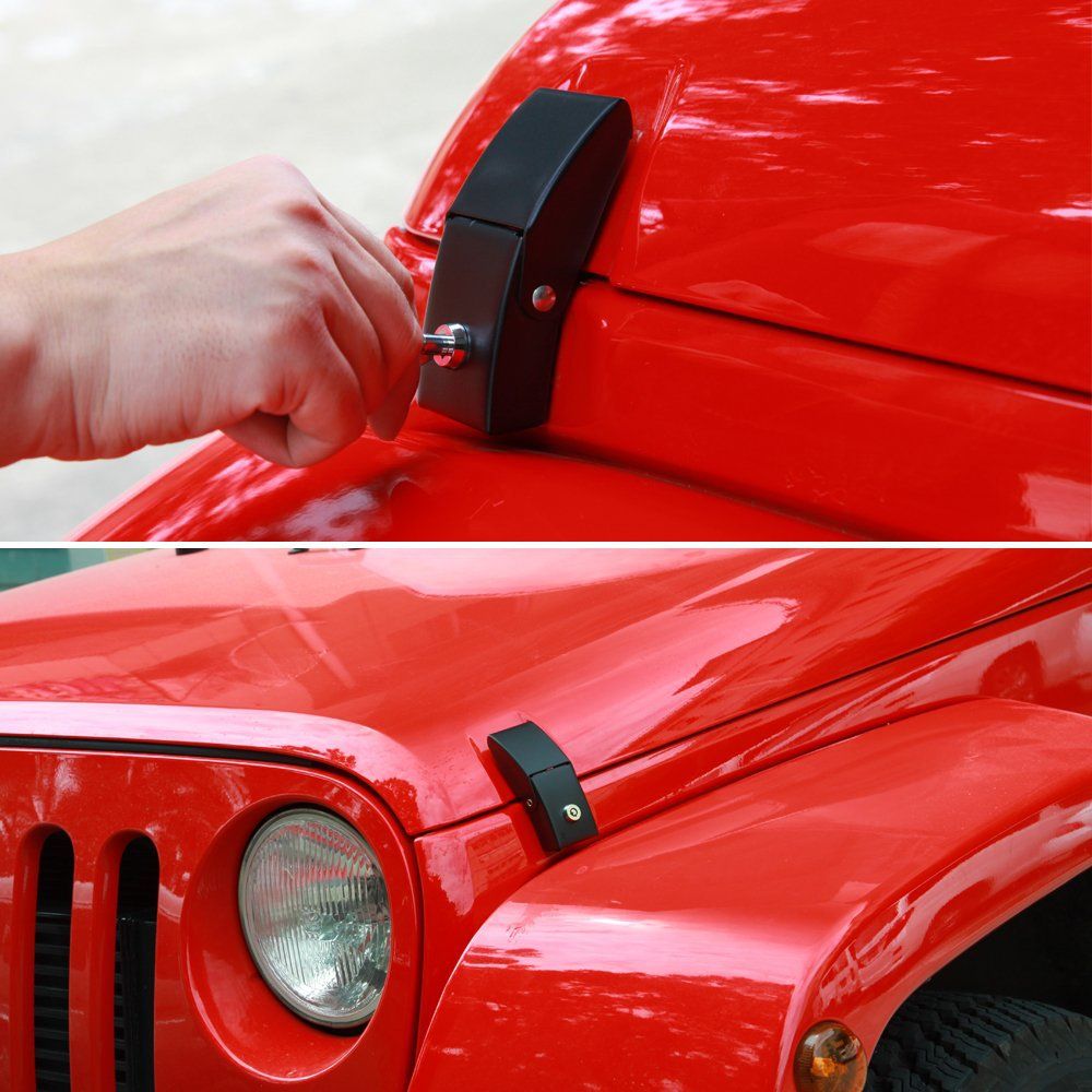For  Hood Latches Catch Kit with Lock for Jeep  JK JKU JL JLU Gladiator JT 2007-2023 Present Chrome Exterior Accessories 2pcs - Image 3