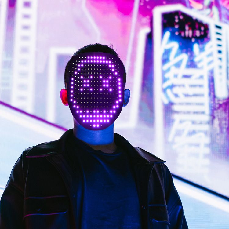 LED Mask with Gesture Sensing, Light-Up Transforming Face Cover for Halloween, Christmas, Cosplay & Birthday Parties - Image 3
