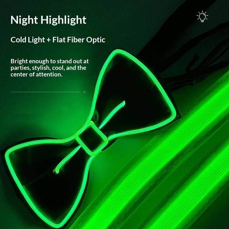 2 Pcs/Set, Light Up Men's LED Suspenders And Bow Tie, Perfect for Music Festival Halloween Costume Party, Christmas - Image 3