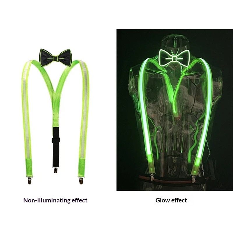 2 Pcs/Set, Light Up Men's LED Suspenders And Bow Tie, Perfect for Music Festival Halloween Costume Party, Christmas - Image 5