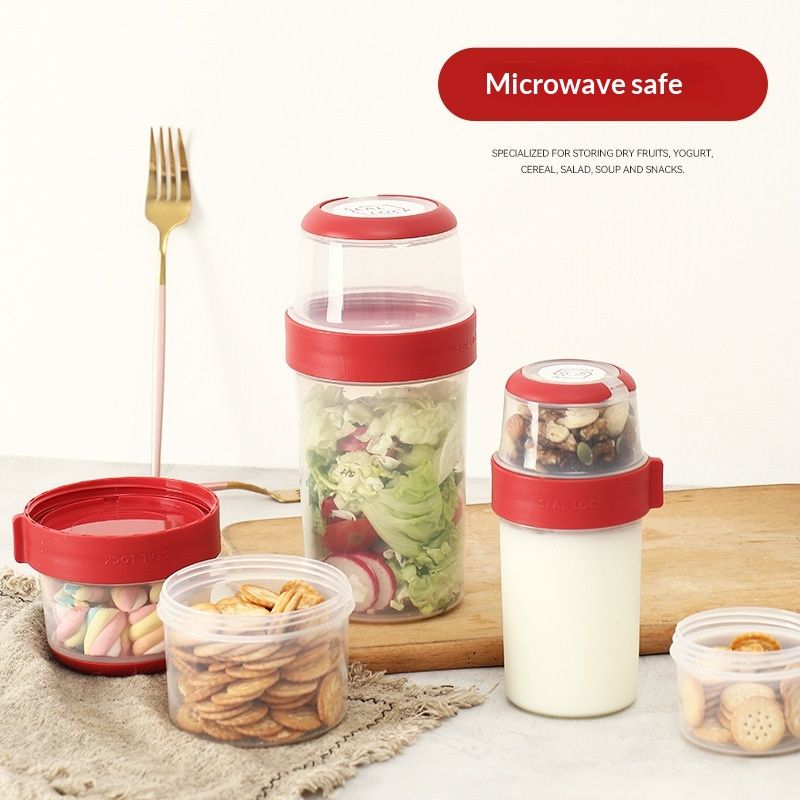 Overnight Oats Containers with Lids 4Pack, Yogurt Parfait Cups with Dry and Wet Separation, Breakfast Prep Bowl for Cereal Nut Fruit Meal, To Take Along Oatmeal Salad Smoothie Snack - Image 2