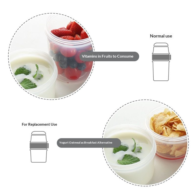 Overnight Oats Containers with Lids 4Pack, Yogurt Parfait Cups with Dry and Wet Separation, Breakfast Prep Bowl for Cereal Nut Fruit Meal, To Take Along Oatmeal Salad Smoothie Snack - Image 3
