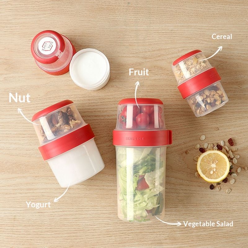 Overnight Oats Containers with Lids 4Pack, Yogurt Parfait Cups with Dry and Wet Separation, Breakfast Prep Bowl for Cereal Nut Fruit Meal, To Take Along Oatmeal Salad Smoothie Snack - Image 4