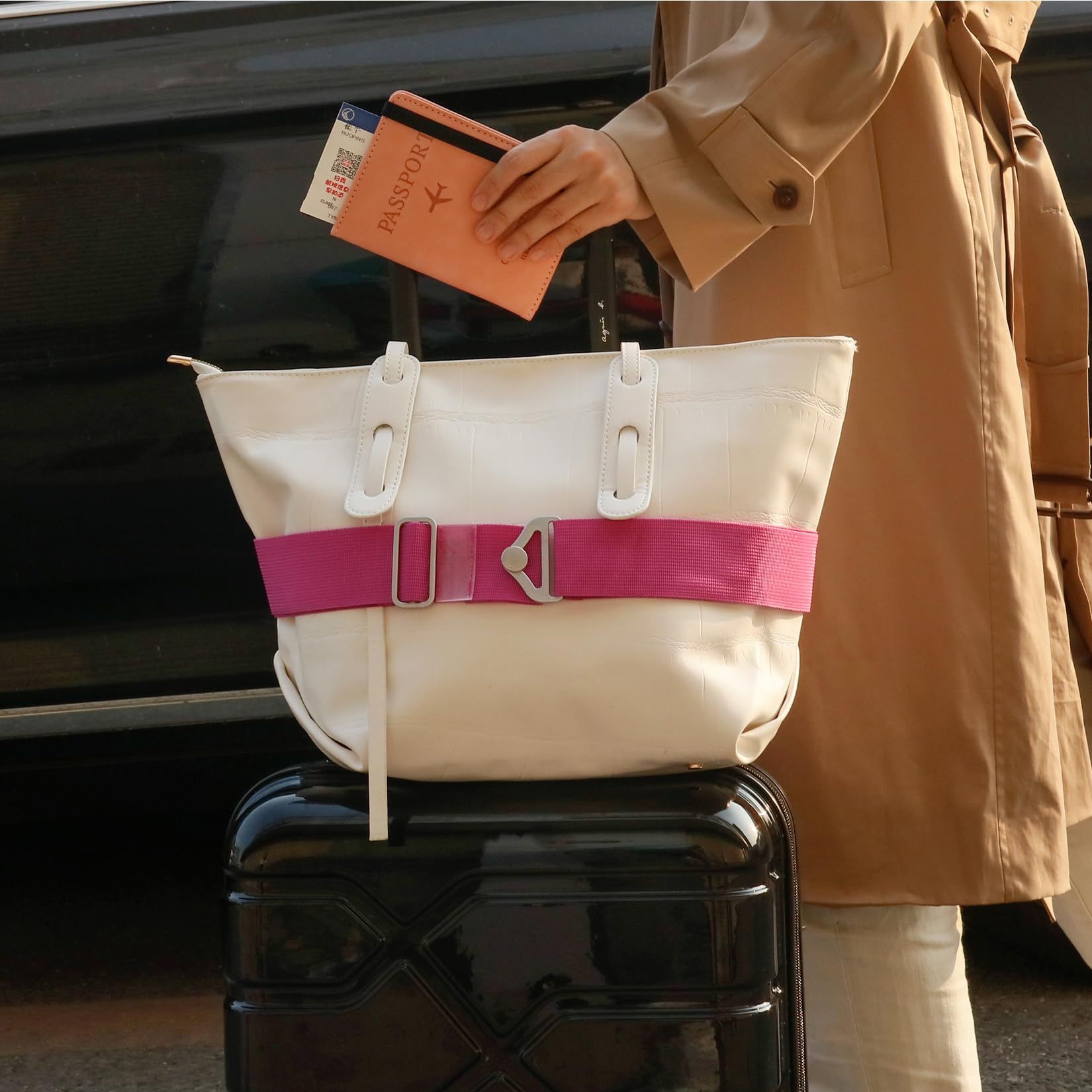 2pcs 2-in-1 Travel Belt for Luggage Straps Add a Bag Bungees Suitcase Luggage Strap Over Handle Suitcases Belt for Carry On Bag Adjustable Backpack Attachment Airport Travel Accessorie - Image 4