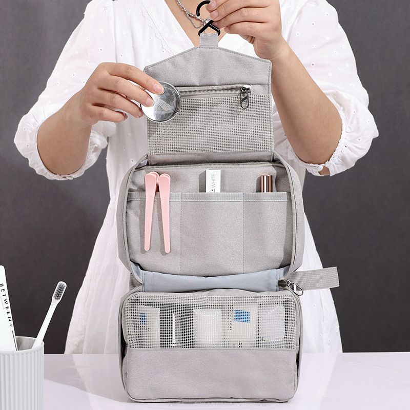 Hanging Toiletry Bag Travel Bag Women Men, Foldable Cosmetic Organizer, Roll up Makeup Bag, Water Resistant Accessories Toiletries, Large Travel Essentials Kit - Image 2